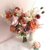 Pink Mauve Rust Rose Wedding Bouquet 38cmW